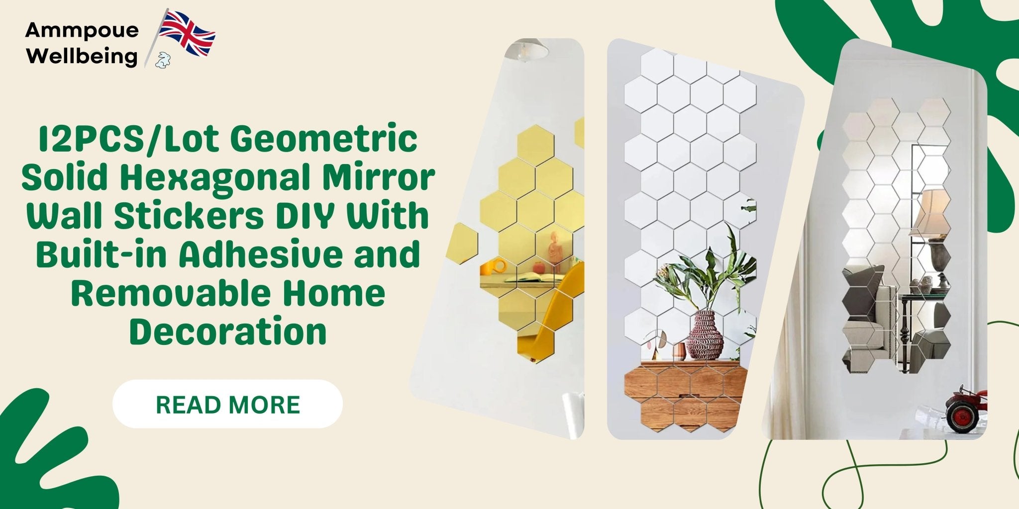 Transform Your Space with 12PCS/Lot Geometric Hexagonal Mirror Wall Stickers - Ammpoure