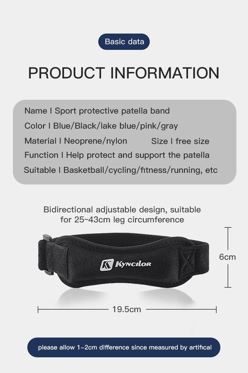 1 Piece Knee Patellar Tendon Knee Support Strape Brace Adjustable Shock Absorption Compression Knee Pad Sleeve for Basketball - Ammpoure
