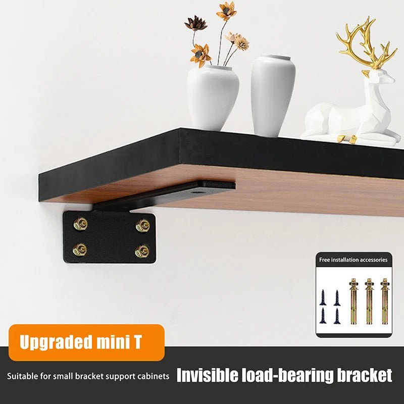 1 Set Heavy Duty Cast Iron Shelves Brackets Floating Shelf Brackets 4MM Thicked Invisible L Brackets For Shelves Support - Ammpoure