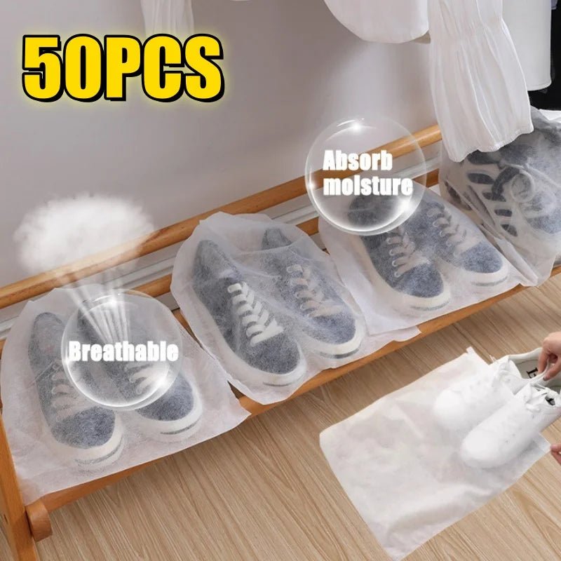 10-50PCs Non-Woven Shoe Dust Covers Dustproof Drawstring Storage Bag Travel Pouch Shoe Bags Drying Shoes Protect - Ammpoure