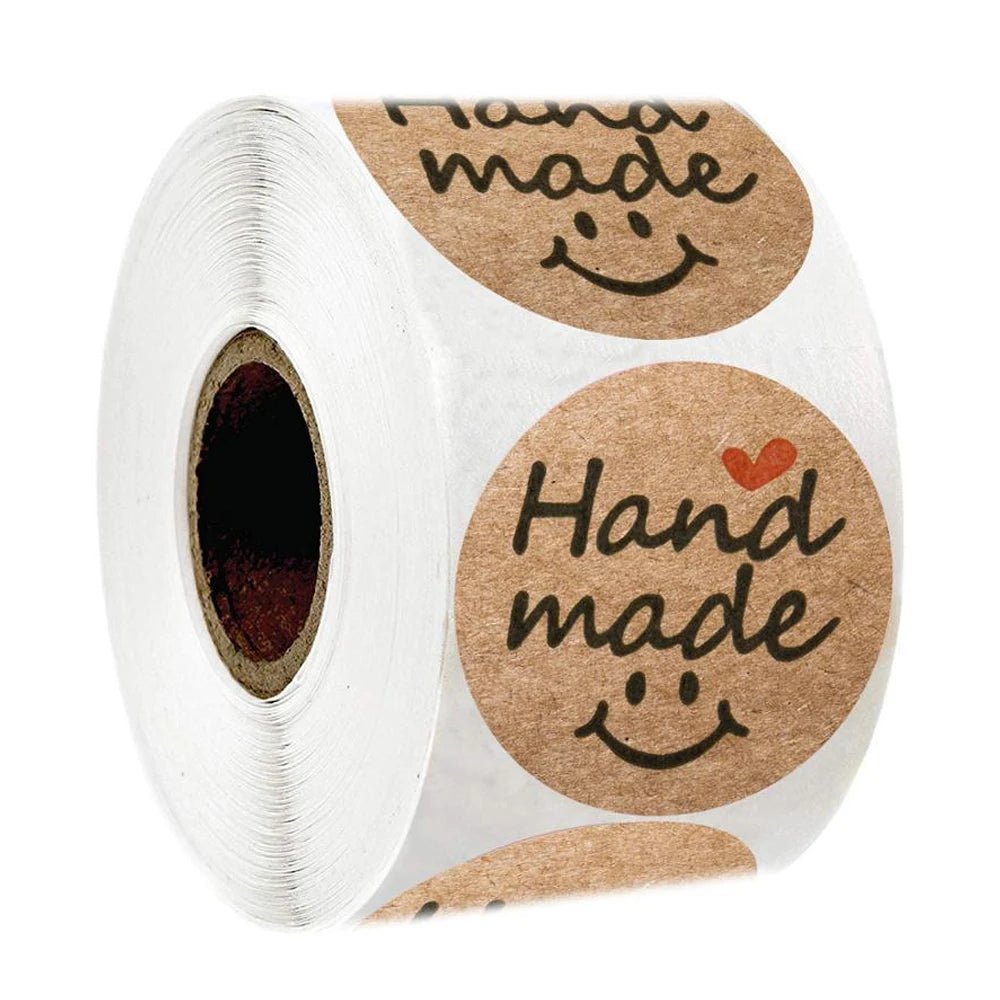 100 - 500pcs 1inch Vintage Kraft Paper Handmade With Love Stickers for Package Thank You Stationery Adhesive Labels Baking Seals - Ammpoure Wellbeing