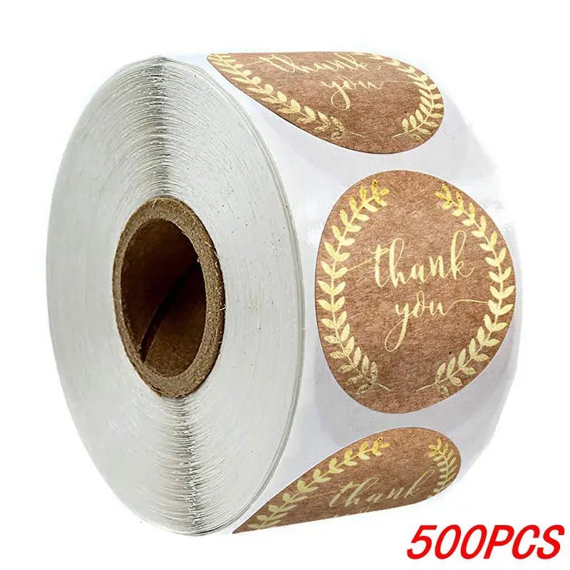 100 - 500pcs 1inch Vintage Kraft Paper Handmade With Love Stickers for Package Thank You Stationery Adhesive Labels Baking Seals - Ammpoure Wellbeing