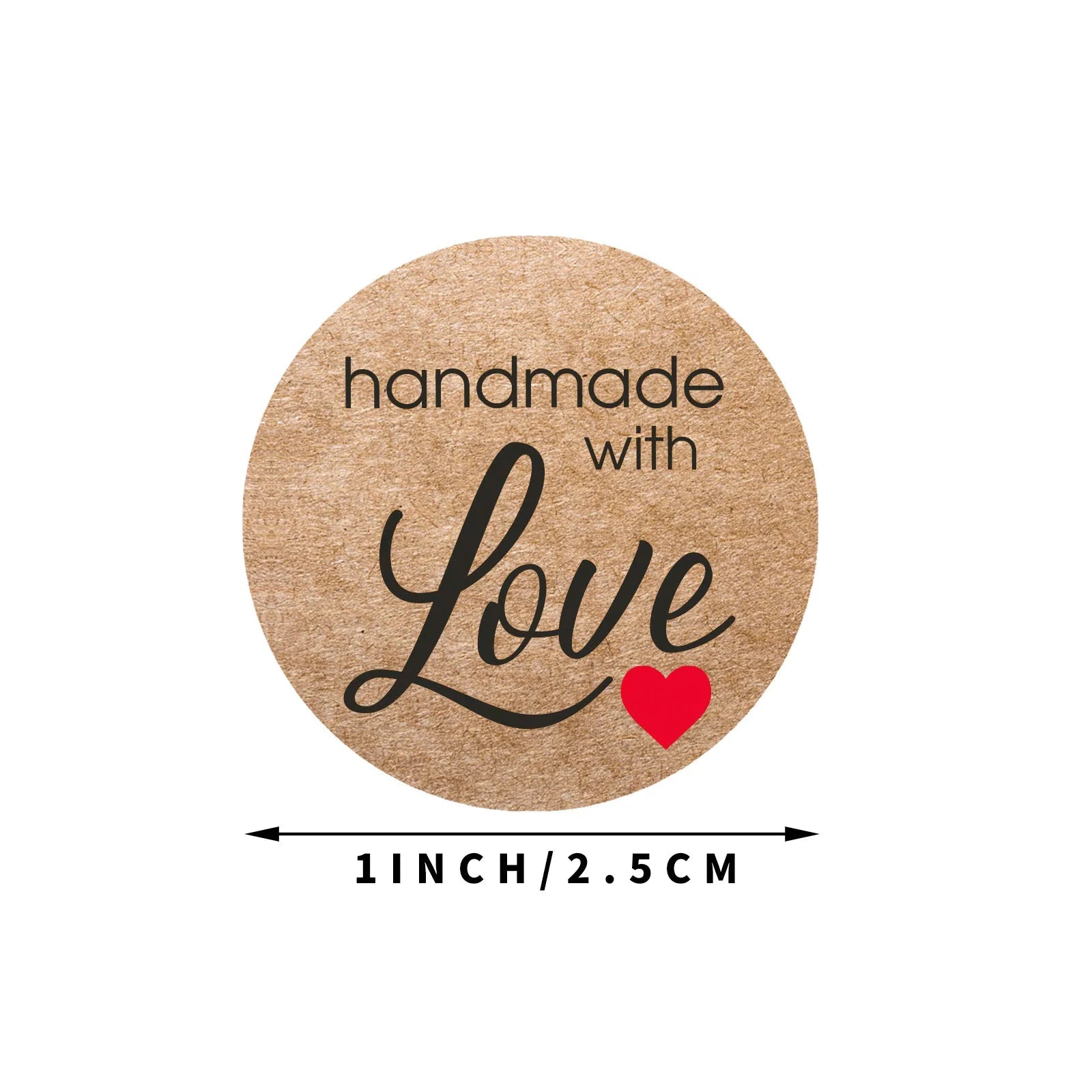 100 - 500pcs 1inch Vintage Kraft Paper Handmade With Love Stickers for Package Thank You Stationery Adhesive Labels Baking Seals - Ammpoure Wellbeing