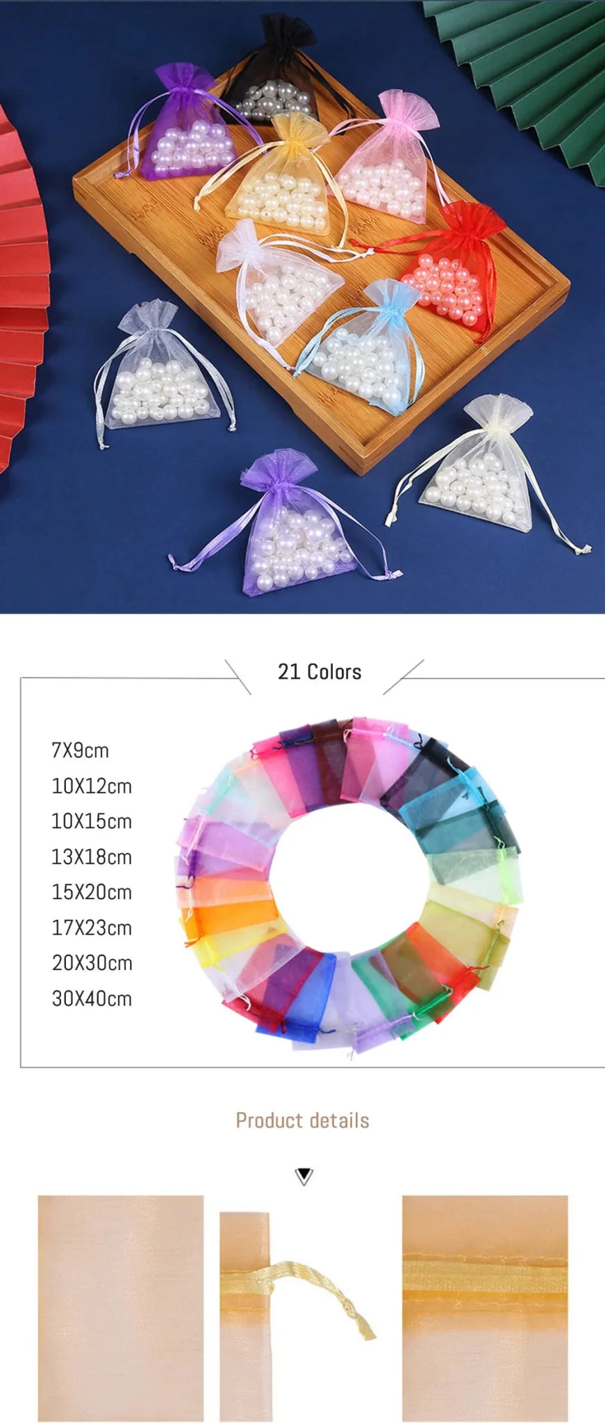 100Pcs/lot 7x9 9x12 10x15 13x18CM Organza Bags Jewelry Bag Wedding Party Decoration Drawable Bags Gift Pouches Jewelry Packaging - Ammpoure