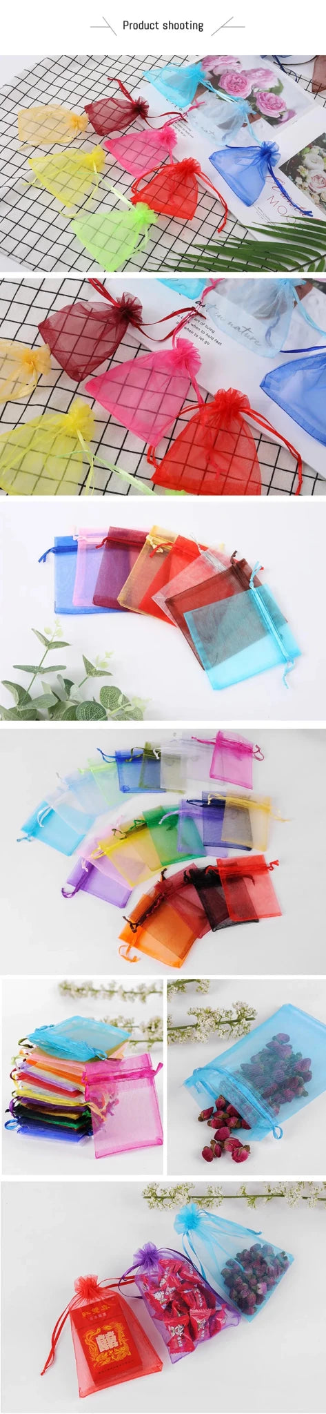100Pcs/lot 7x9 9x12 10x15 13x18CM Organza Bags Jewelry Bag Wedding Party Decoration Drawable Bags Gift Pouches Jewelry Packaging - Ammpoure