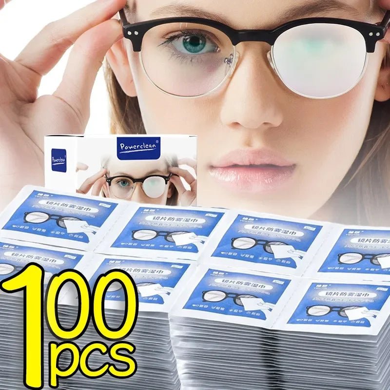 10/100Pcs Glasses Cleaning Wet Paper Disposable Anti Fog Misting Dust Remover Lens Wipes Sunglasses Phone Screen Cleaner - Ammpoure