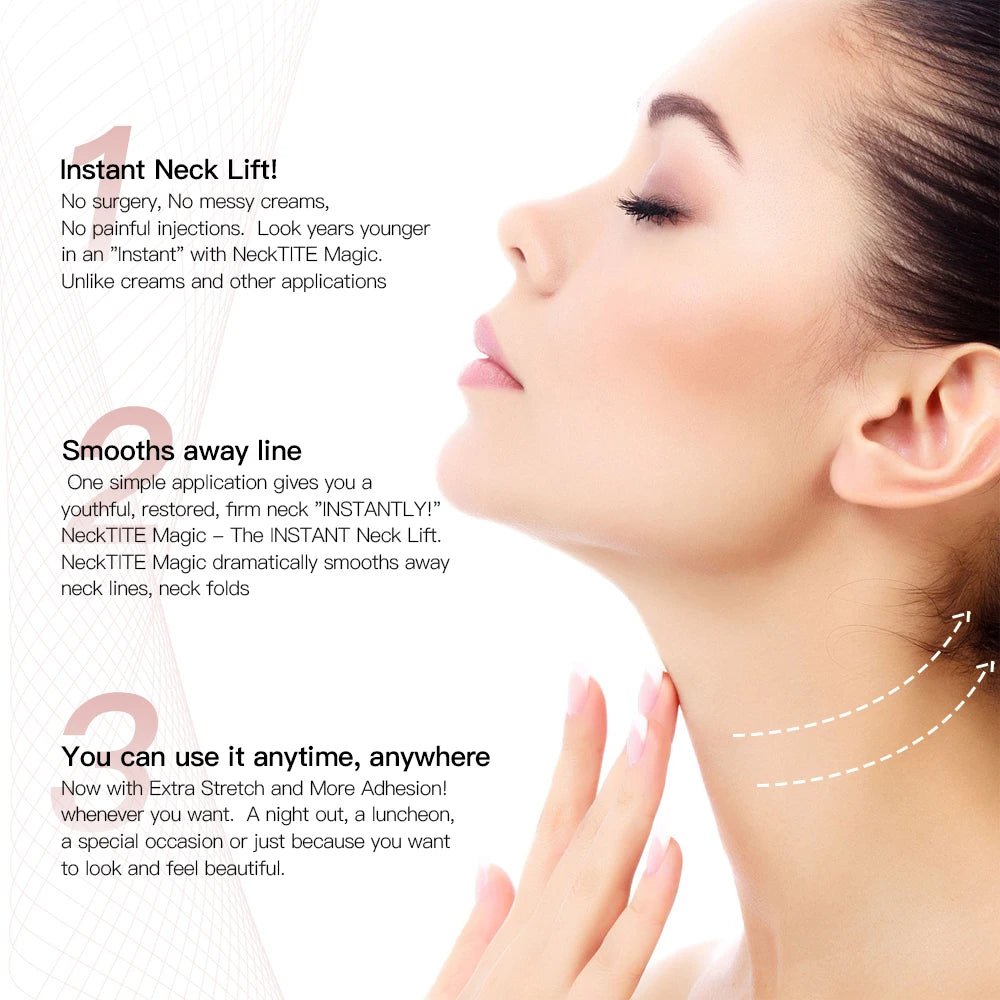 10pcs Transparent Neck Lifting Patches Waterproof Elasticity Invisible Fading Neck Wrinkle Adhesive Stickers Face Lift Tape - Ammpoure