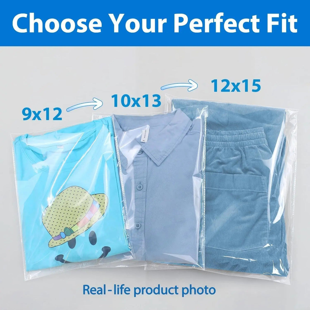 11.81x15.75 Inch Large OPP Self Seal Clear Bags,for Apparel, Hats,Footwear,Home Supply,Small Business Item Packaging Storage - Ammpoure