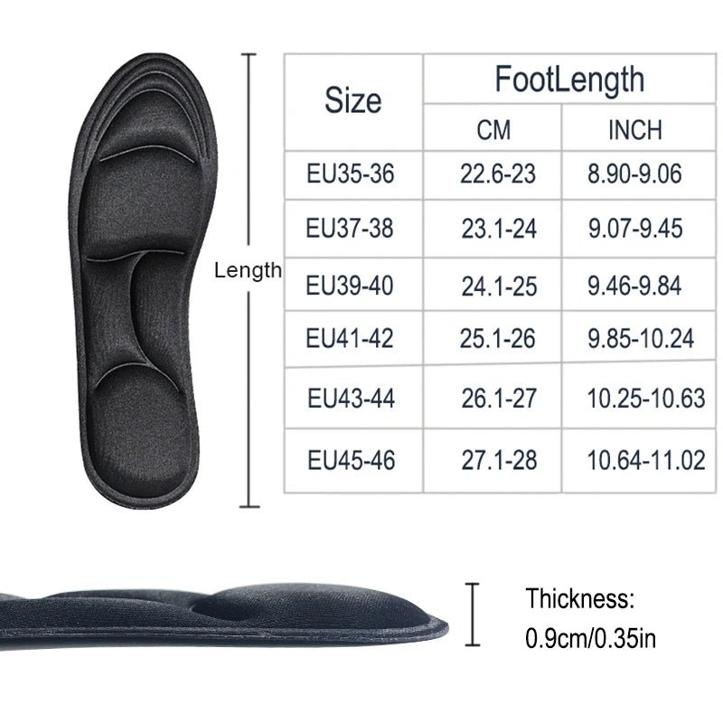 1/2/4/16Pairs 5D Massage Memory Foam Insoles For Shoes Sole Breathable Cushion Sport Running Insoles For Feet Orthopedic Insoles - Ammpoure
