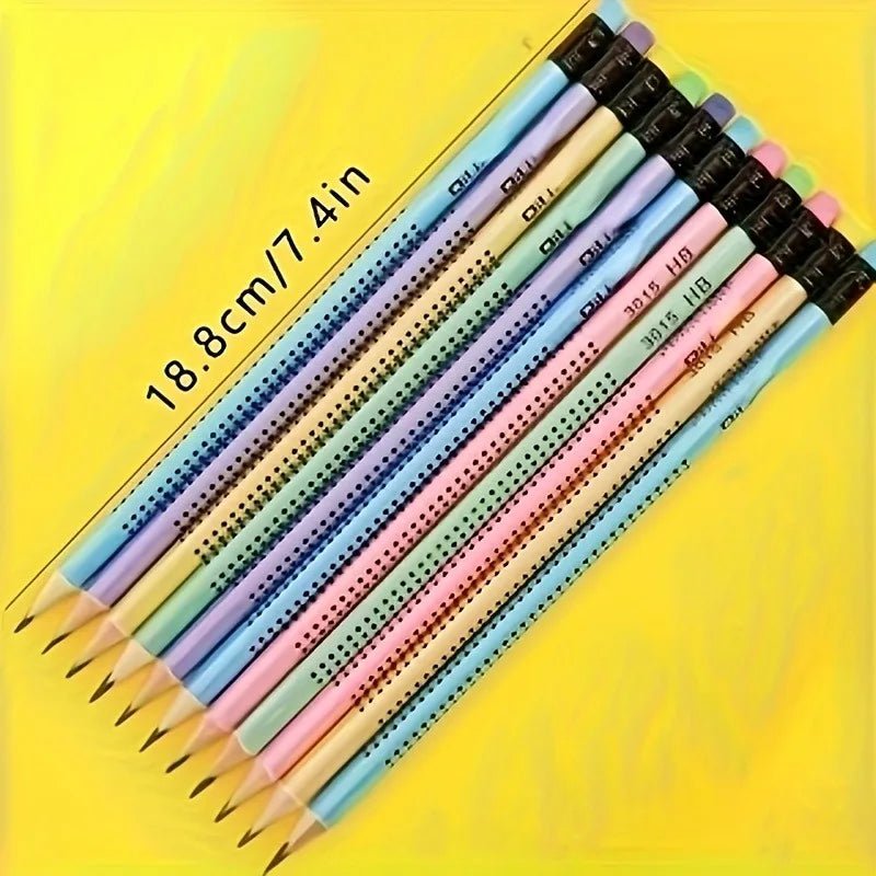 12PCS Assorted Colour HB Triangular Pencils Canada Writing Set for Students Handwriting Practice - Ammpoure