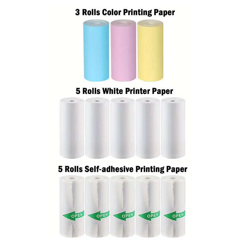 16Rolls Thermal Printer Papers 57x25mm Self - adhesive Thermal Papers HD Color Label Printers for Inkless Mini Portable Printer - Ammpoure Wellbeing