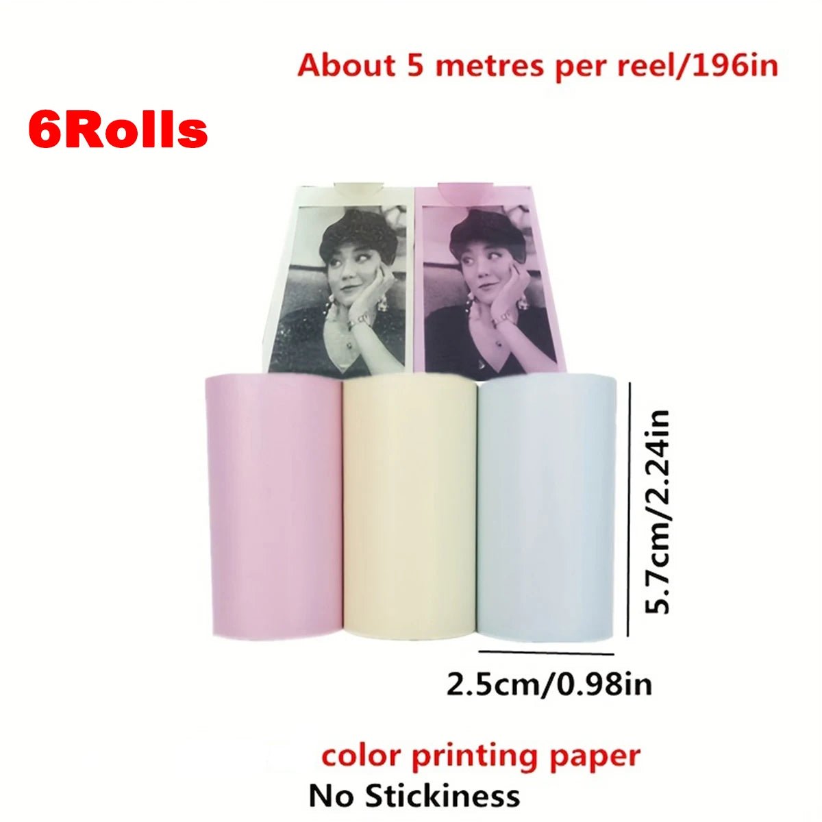 16Rolls Thermal Printer Papers 57x25mm Self - adhesive Thermal Papers HD Color Label Printers for Inkless Mini Portable Printer - Ammpoure Wellbeing