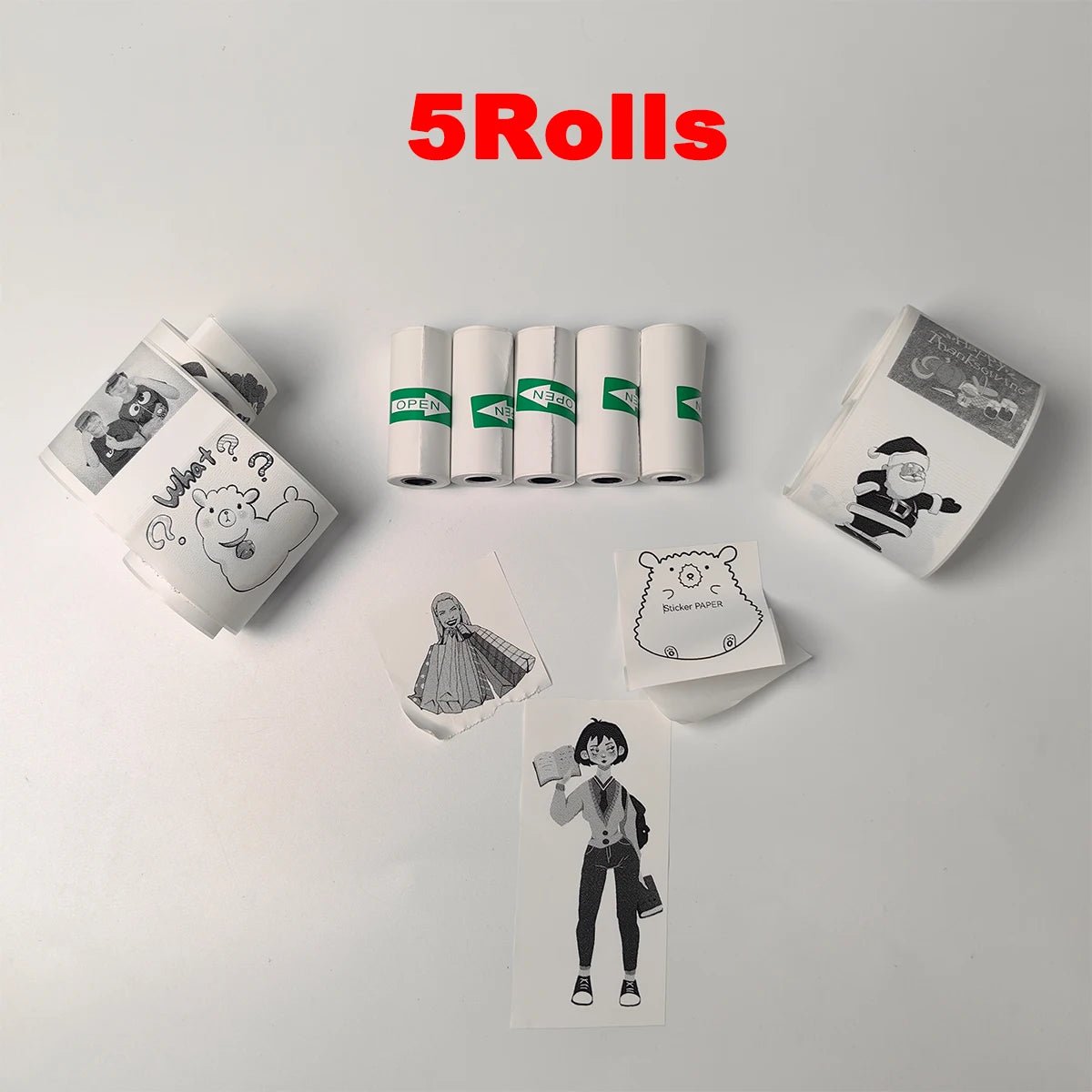 16Rolls Thermal Printer Papers 57x25mm Self - adhesive Thermal Papers HD Color Label Printers for Inkless Mini Portable Printer - Ammpoure Wellbeing