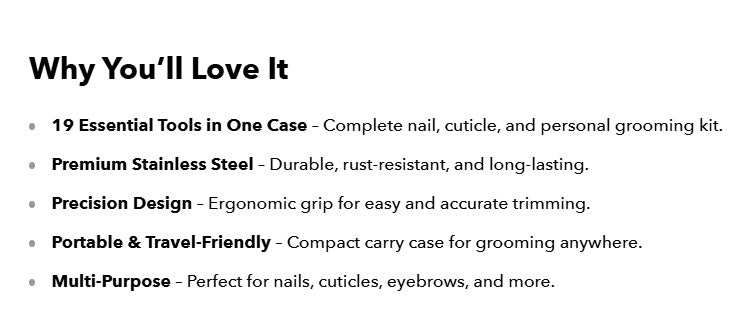 19 in 1 Stainless Steel Manicure set Nail clipper Kit UK - Ammpoure