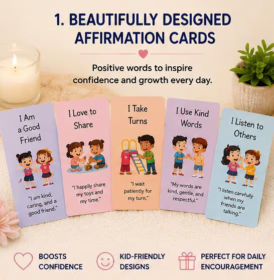Kindness Friendship Flashcards, Social Skills, Behavior, Kids Daily Encouragement (PDF)