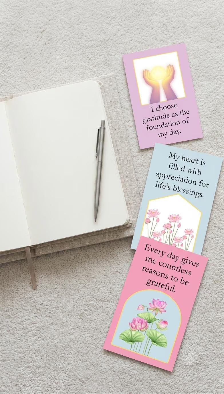 Fresh Horizons Gratitude Cards, Daily Appreciation Quotes, Mindfulness Journal Inserts (PDF)