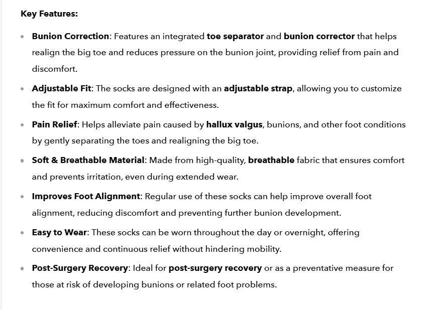 1PC Big Toe Bunion Corrector Adjustable Orthopedic UK Socks Toes Separator Pain Relief Hallux Valgus Feet Protector Foot Care Tools - Ammpoure