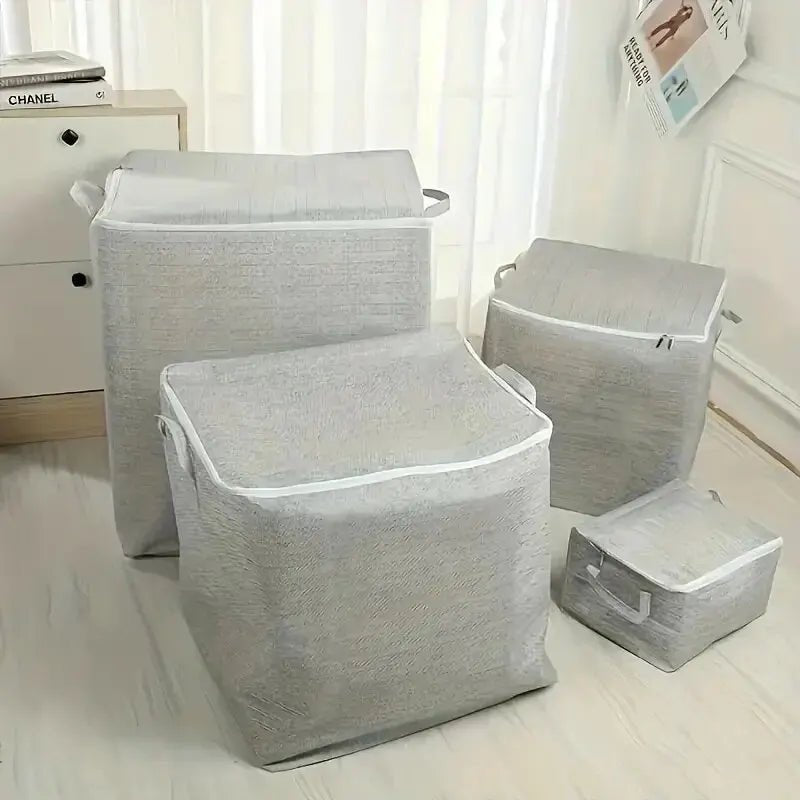 1pc Household Large Capacity Storage Bag Non - woven Material, Closet Wardrobe Organizer Can Be Used For Quilt Clothing, Toys - Ammpoure