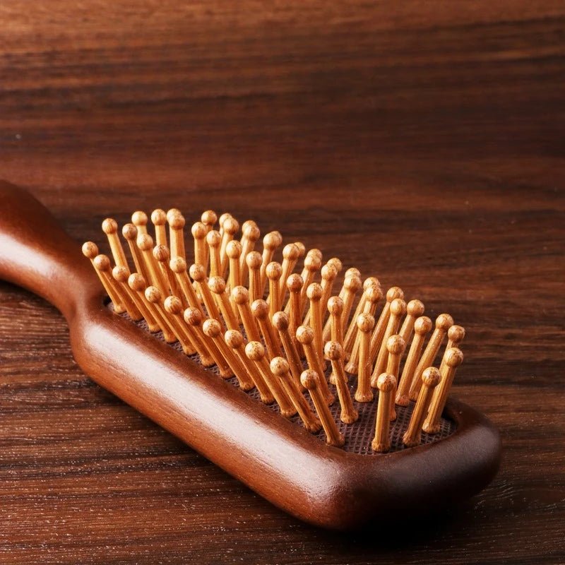 1Pc Natural wooden Comb Meridian Massage Anti-static No-snags Wide Tooth Comb For Women Girl Straight Curly Hair - Ammpoure