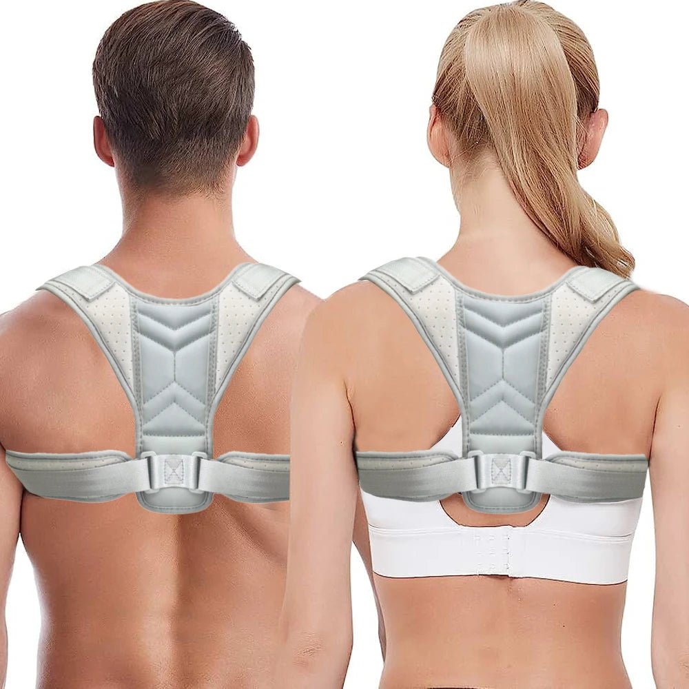 1pc Posture Corrector for Men and Women, Upper Back Brace for Clavicle Support, Adjustable Back Straightener and Providing Pain - Ammpoure