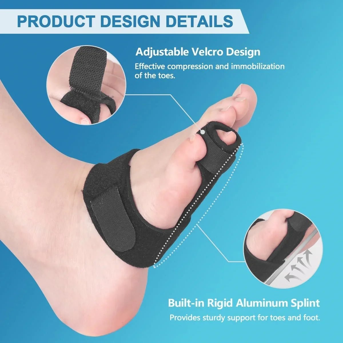 1PC Toe Splint for Hammer Toes, Crooked & Bent Toes – Adjustable Toe Brace for Straightening, Broken Toe Relief & Alignment - Ammpoure