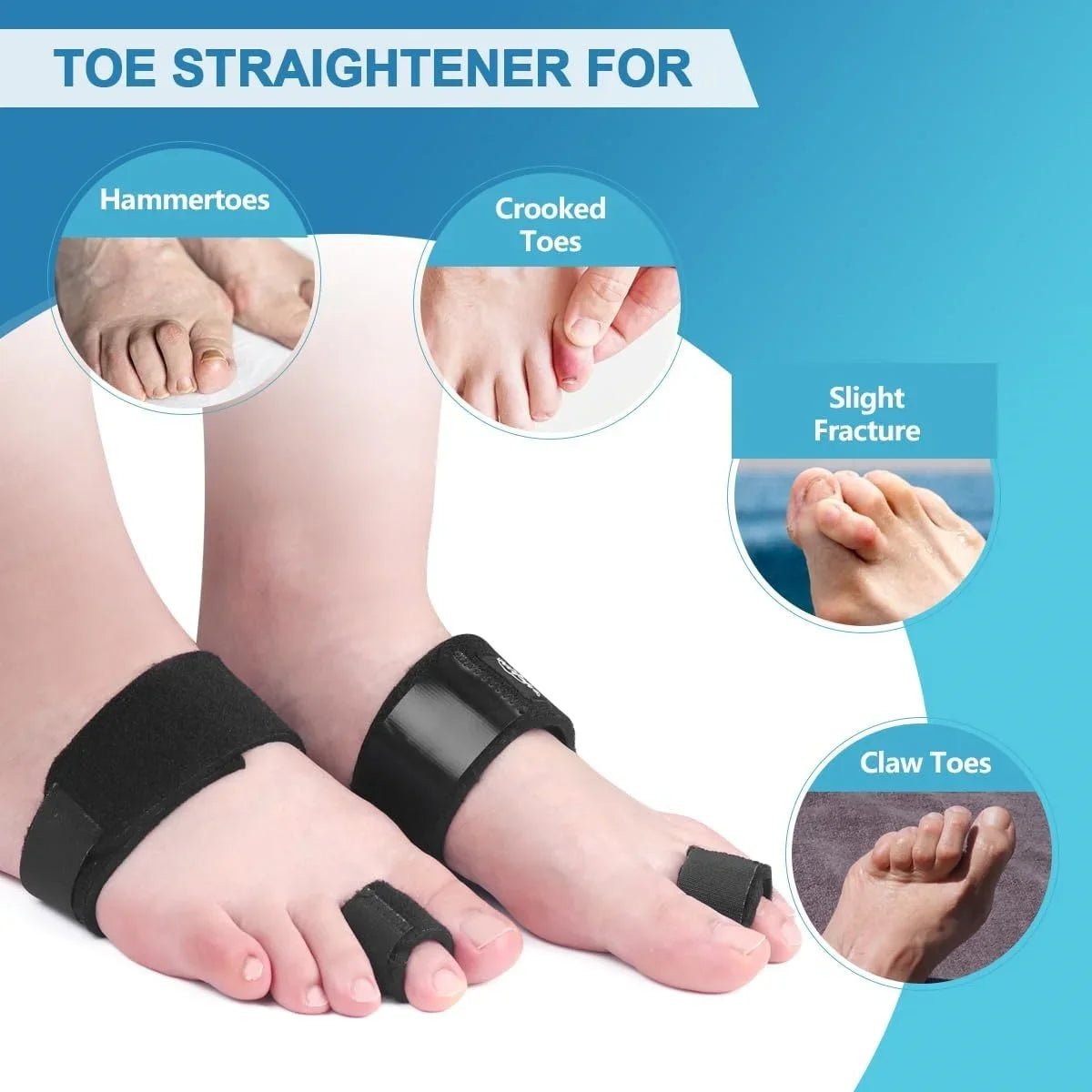 1PC Toe Splint for Hammer Toes, Crooked & Bent Toes – Adjustable Toe Brace for Straightening, Broken Toe Relief & Alignment - Ammpoure