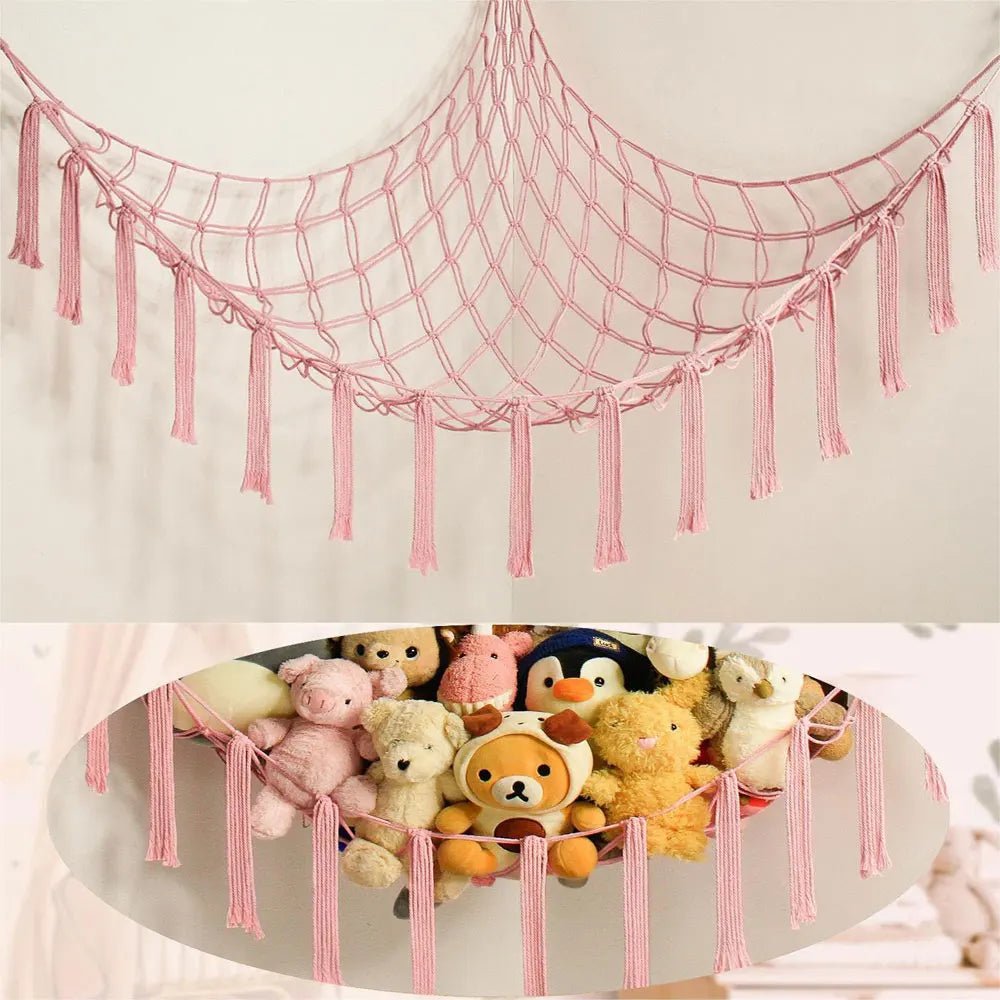 1Pc Toy Hammocks Wall Corner Hanging Storage Net Organizer Woven Kids Stuffed Mesh Hammock Baby Animal Rope Hammock Bag Cotton - Ammpoure