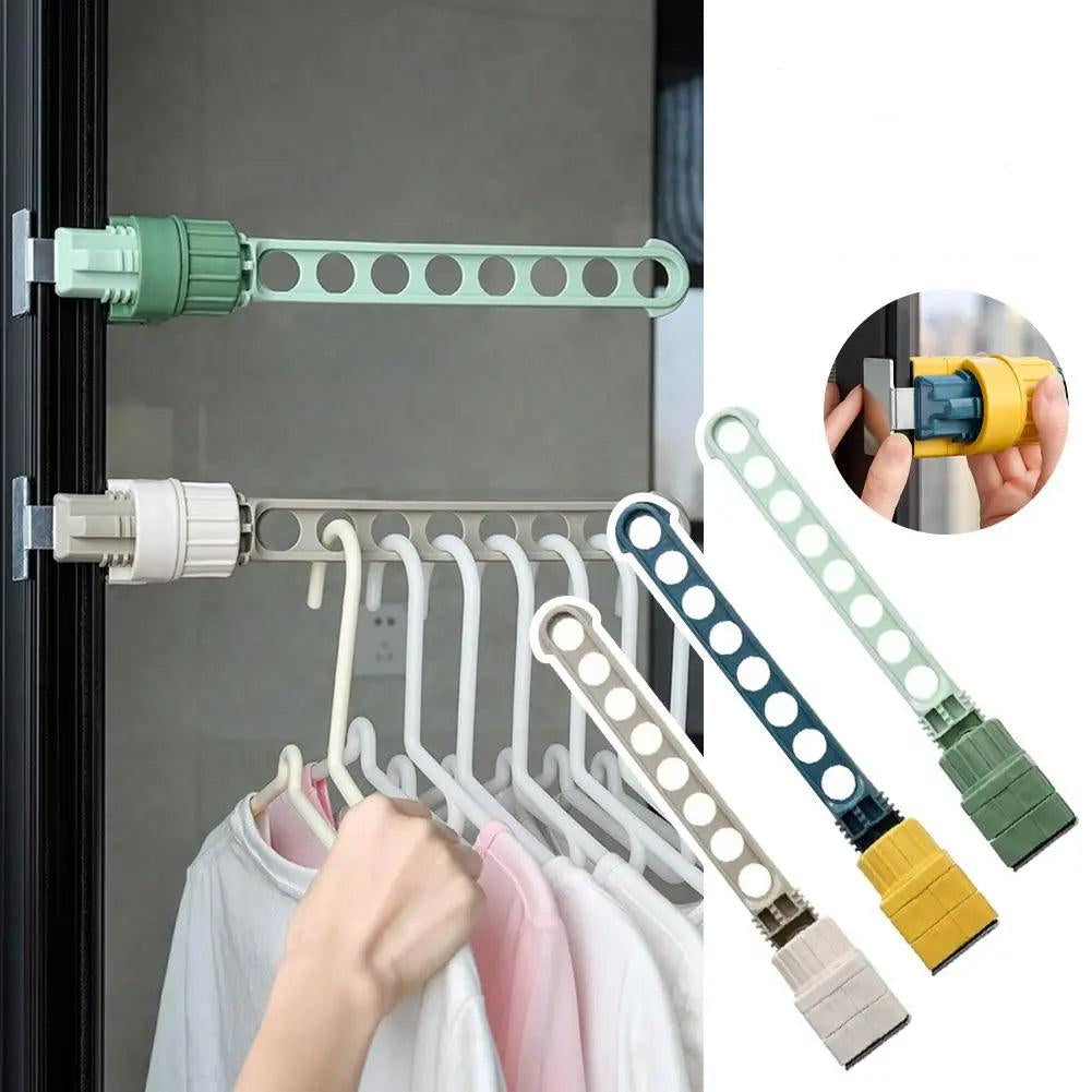 1pc Window Adjustable Sun Rack Clothes - hanger Creative Buckle Type Perforated Balcony Clothes Drying Tool Portable Clothes Rack - Ammpoure Wellbeing