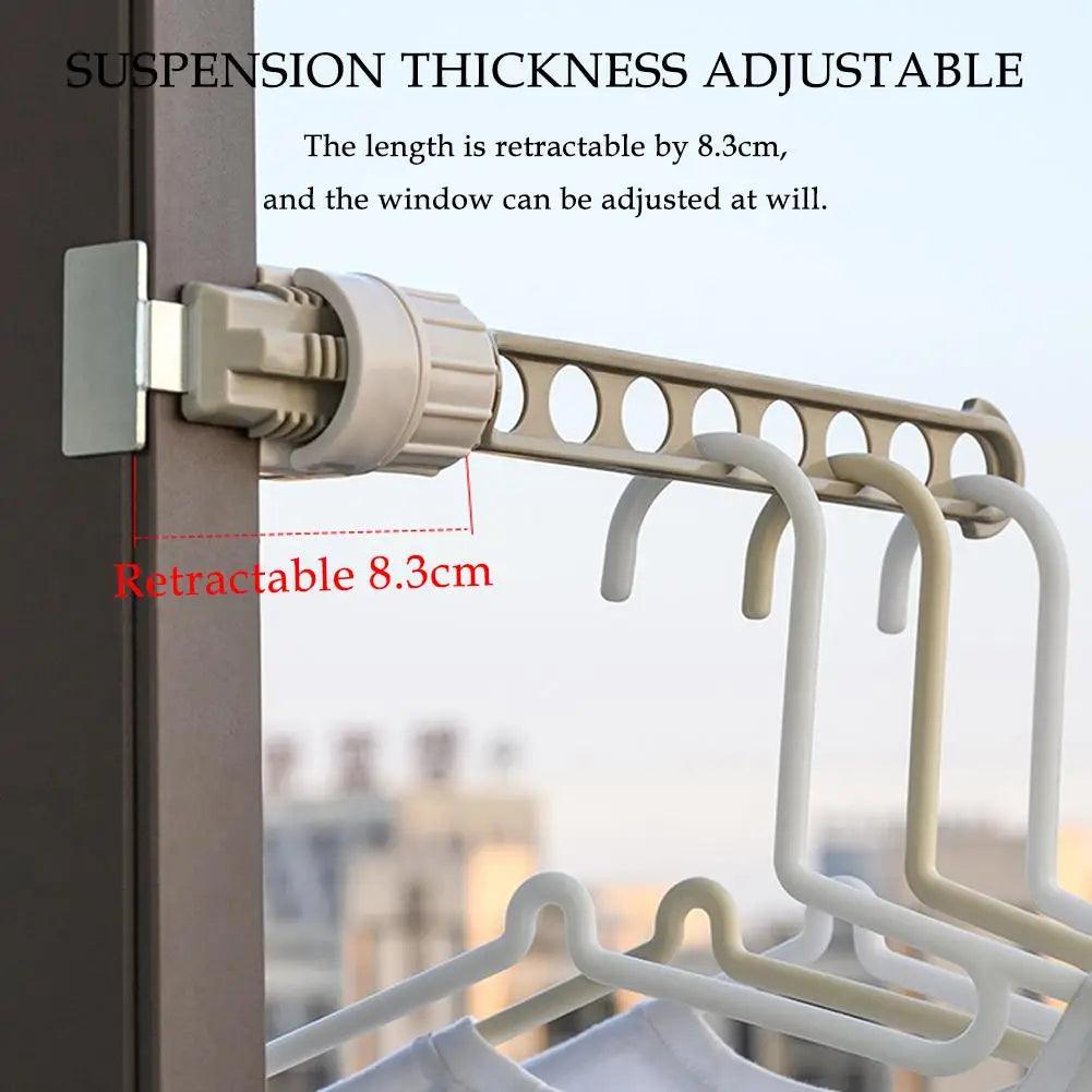 1pc Window Adjustable Sun Rack Clothes - hanger Creative Buckle Type Perforated Balcony Clothes Drying Tool Portable Clothes Rack - Ammpoure Wellbeing