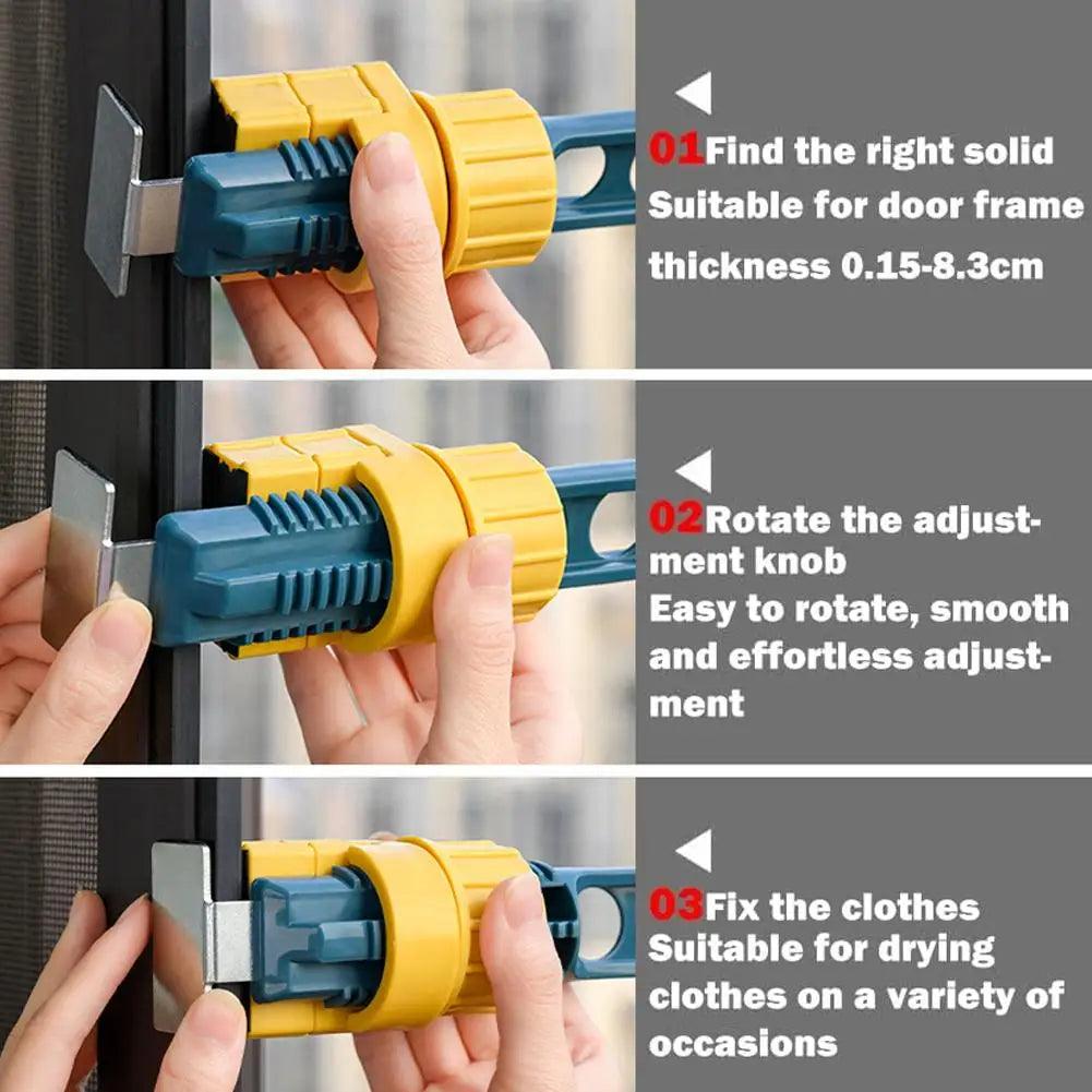 1pc Window Adjustable Sun Rack Clothes - hanger Creative Buckle Type Perforated Balcony Clothes Drying Tool Portable Clothes Rack - Ammpoure Wellbeing