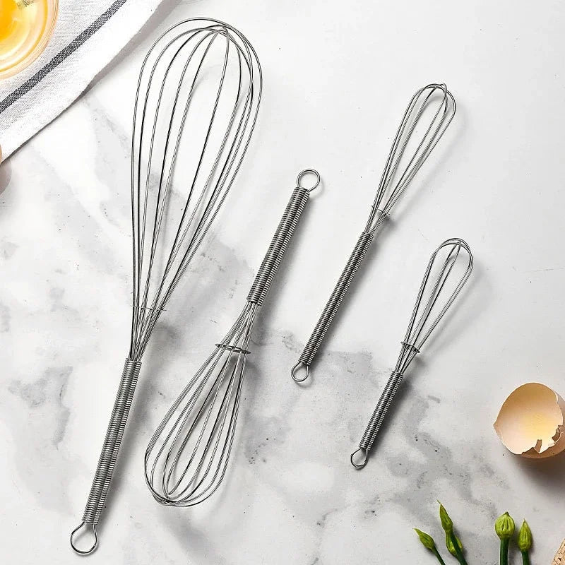 1Pcs Multifunctional Rotary Manual Egg Beater Mixer Mini Kitchen Egg Whisk Bake Tool Egg Agitator Stainless Steel Eco-Friendly - Ammpoure