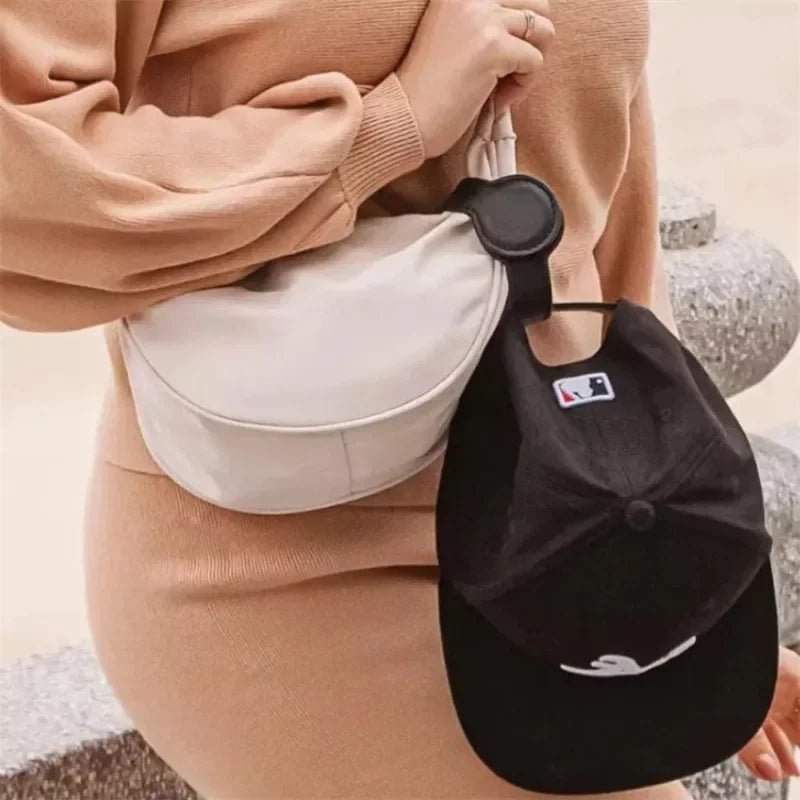 1PCS Multipurpose Magnetic Leather Hat Clip with Faux Fur Strong Round Organizer Outdoor Travel Cap Holder Bag Accessories - Ammpoure