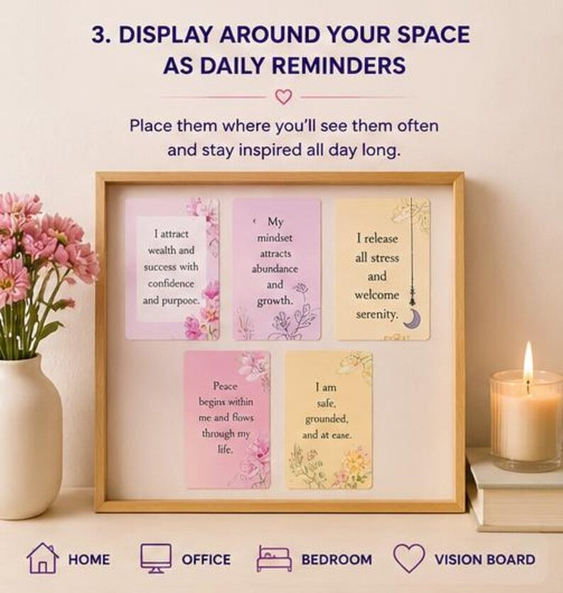 Printable Positive Affirmation Cards, Daily Inspiration Quotes, Mental Health Gift for Women, Journal & Planner Inserts, Digital PDF
