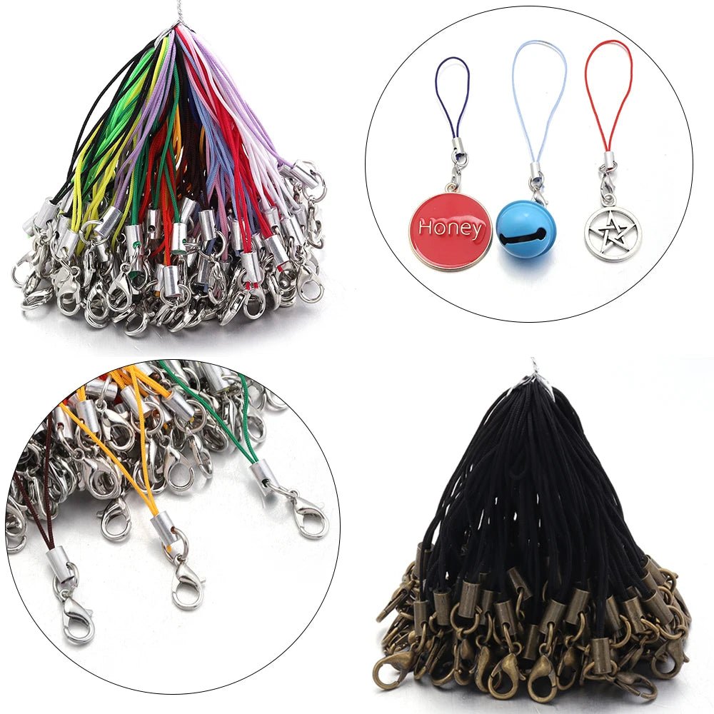 20/100PCS Lobster Clasp Lanyard Straps Canada Polyester Cord Mobile Phone Lanyard Key Chain Cords Charms Keyring DIY Jewelry Making Accessories - Ammpoure