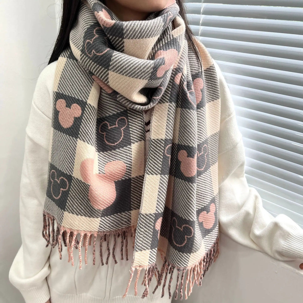 2025 Luxury Winter Cashmere Scarf USA Women New Design Warm Pashmina Long Tassel Printed Shawl Thick Foulard Bufanda - Ammpoure