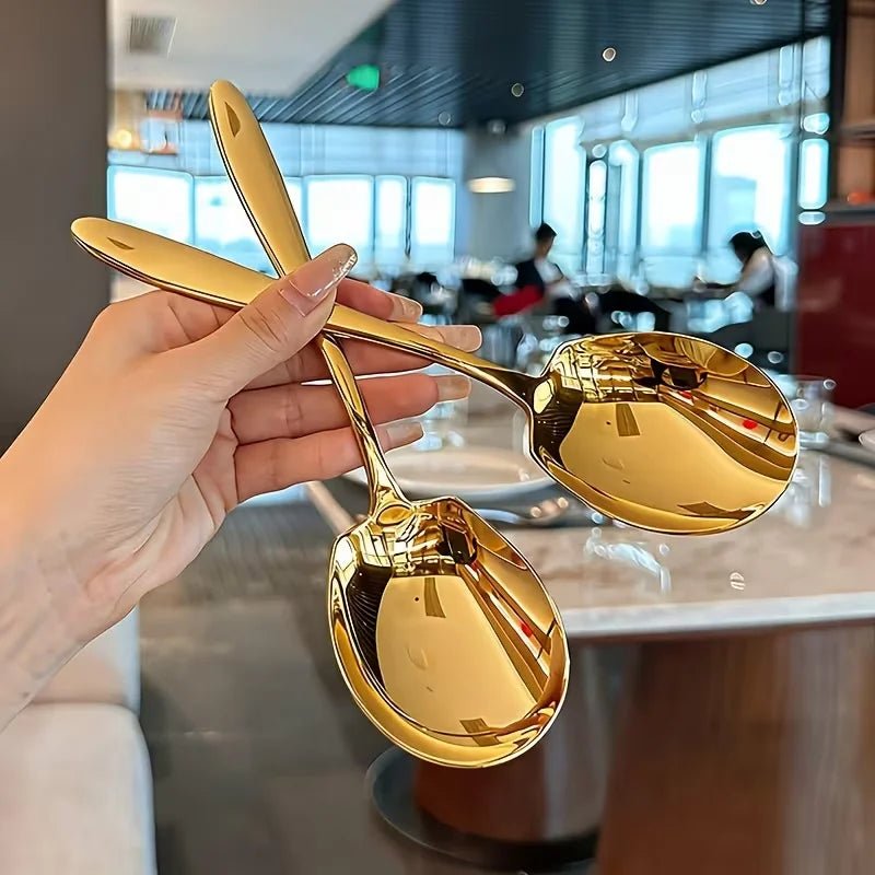 2/4/6PCS Stainless Steel Serving Spoons Canada Round Head Large Spoons Long-Handle Soup Ladles for Home Kitchen Use - Ammpoure