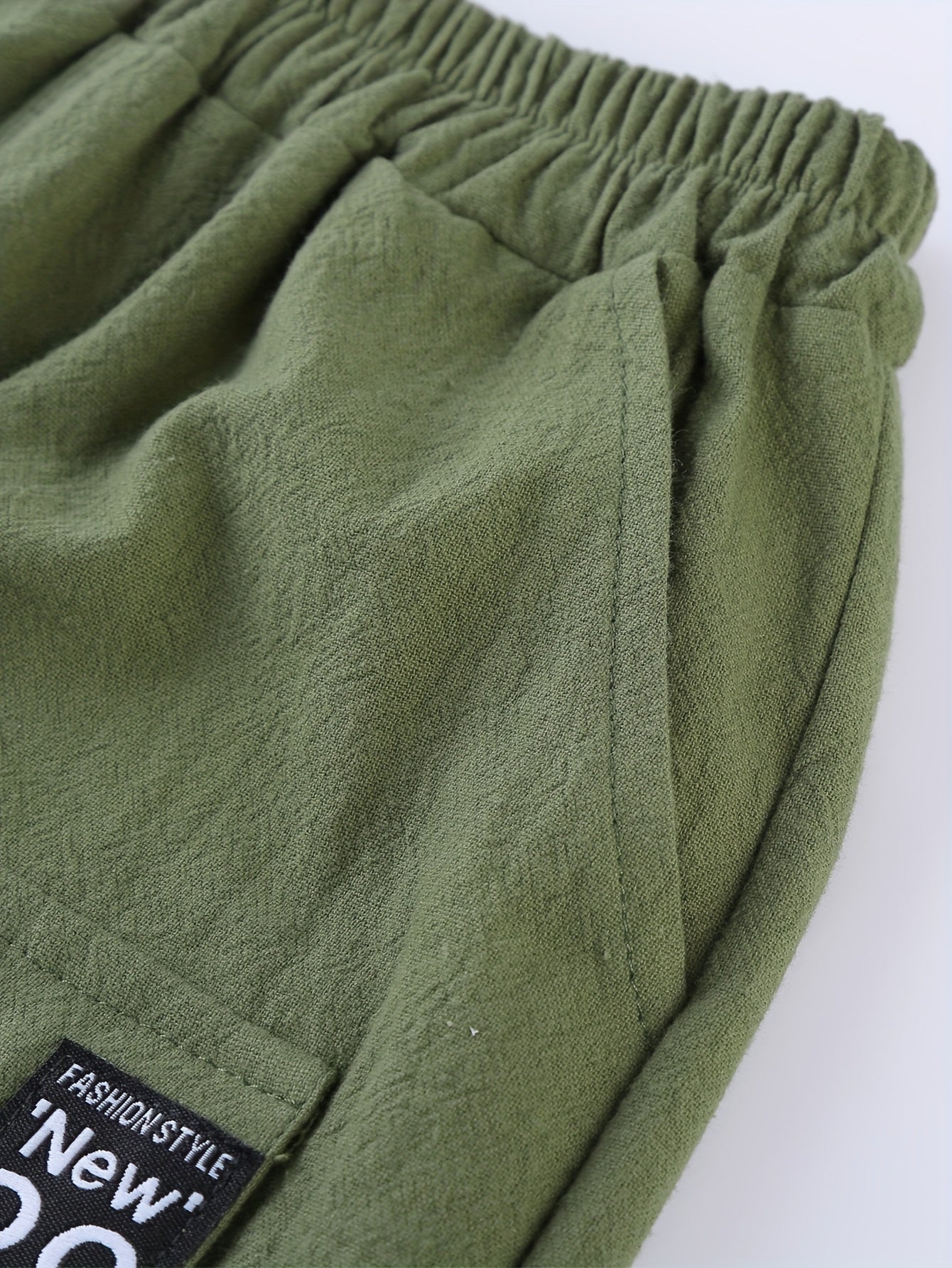 2pcs Boys Ultra - Soft Elastic Waist Solid Cotton Shorts - Trendy & Comfortable, Creative Design for Summer Outdoor Adventures - Ammpoure Wellbeing