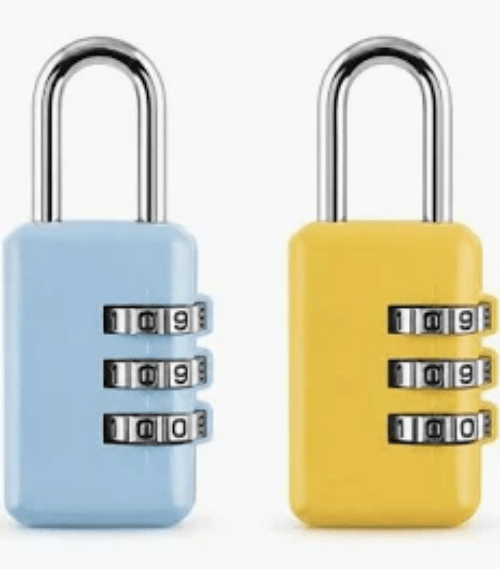 3-Digit Combination Travel Padlock — Resettable Luggage & Suitcase Lock UK (Assorted Colours) - Ammpoure