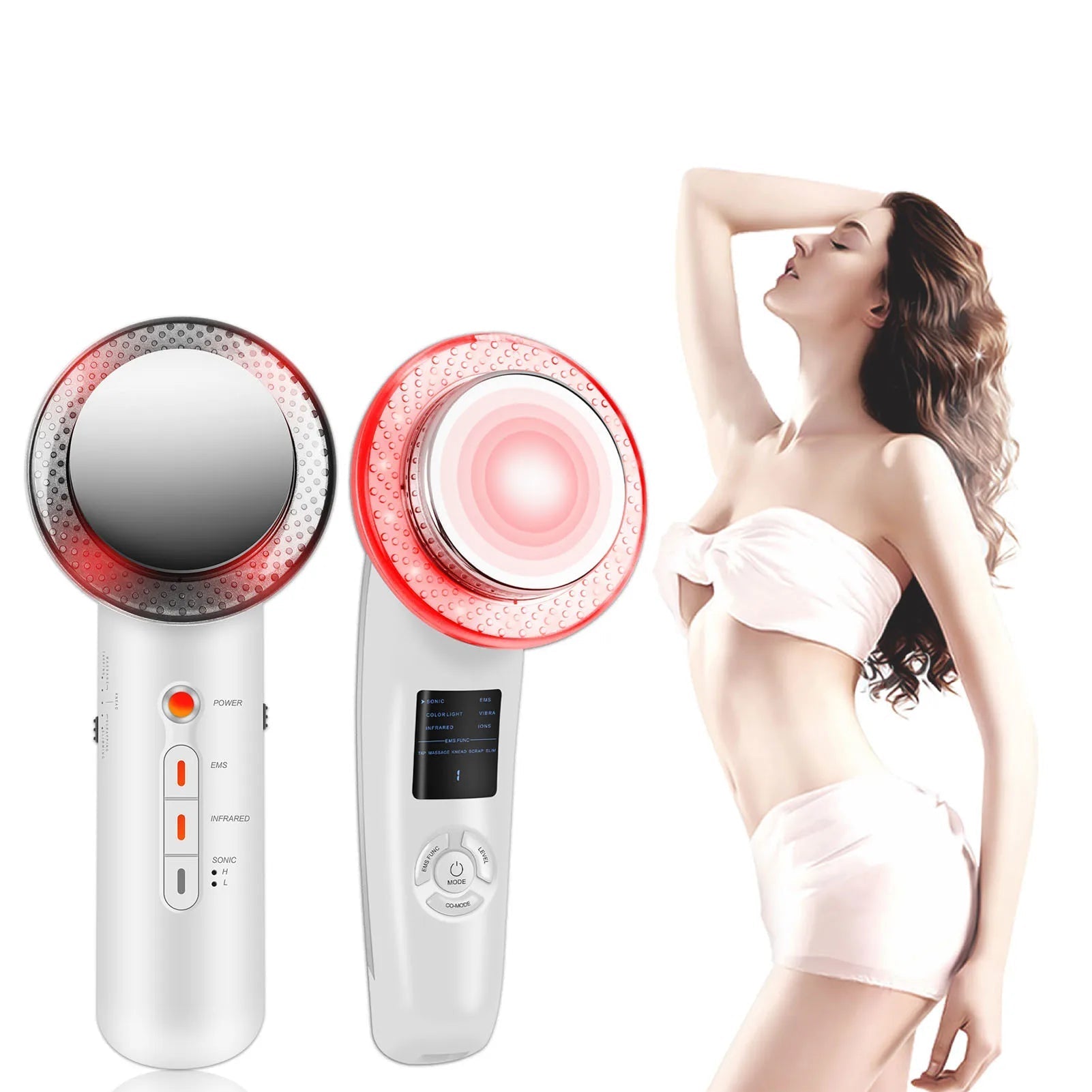3 IN 1 Body Shape Massager EMS ultrasonic Slimming Gel Cream Infrared 1Mhz Ultrasound Cavitation Fat Burner Bar Weight Loss Tool - Ammpoure
