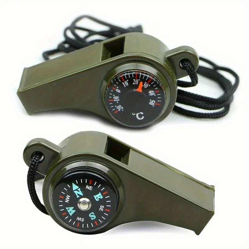 3 in 1 USA Outdoor Emergency Whistle with Compass, Thermometer, Outdoor Whistle, Convenient to Carry Suitable for Camping and Hiking - Ammpoure