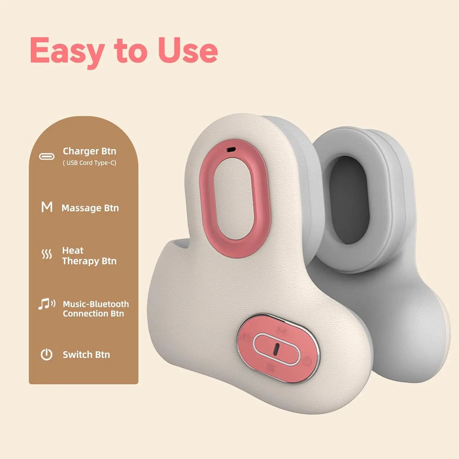 3 in1 Neck Pillow for Travel, Bluetooth Noise - Canceling Headset with Neck Massager and Heat, U - Shape Memory Foam Airplane Pillow - Ammpoure