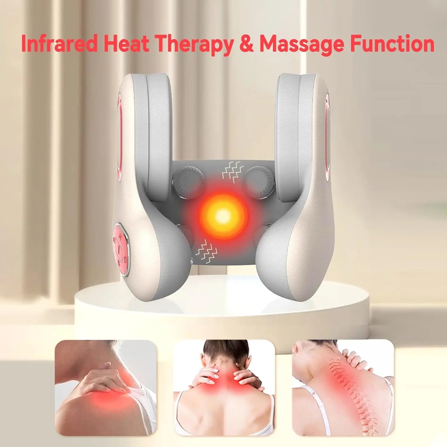 3 in1 Neck Pillow for Travel, Bluetooth Noise - Canceling Headset with Neck Massager and Heat, U - Shape Memory Foam Airplane Pillow - Ammpoure