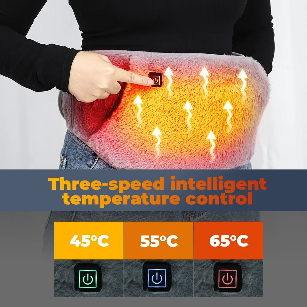 3 Levels Electric Graphene Heating Pad Cold - Proof Uterine Belt Cold - Proof Hand Waist Warming Pad USB Recharging Abdominal Warmer - Ammpoure