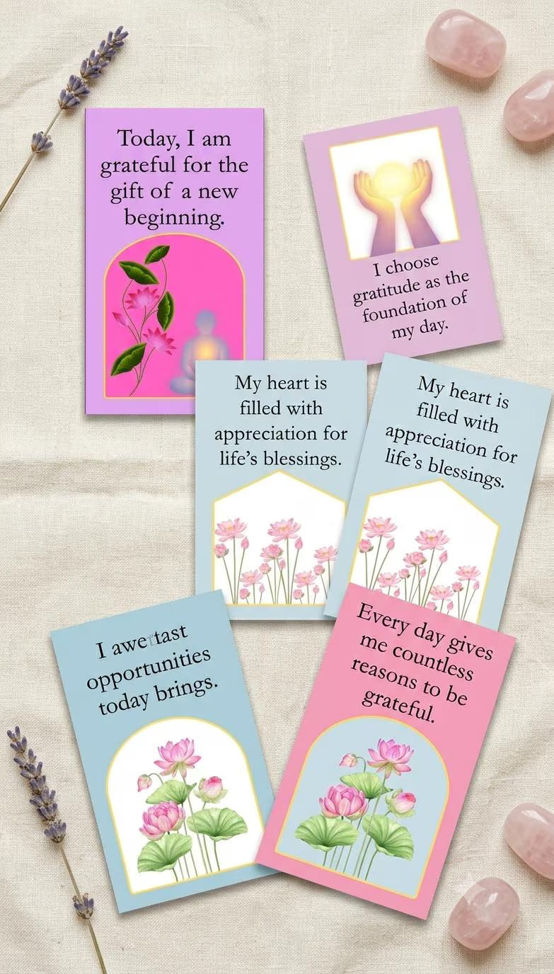 Fresh Horizons Gratitude Cards, Daily Appreciation Quotes, Mindfulness Journal Inserts (PDF)