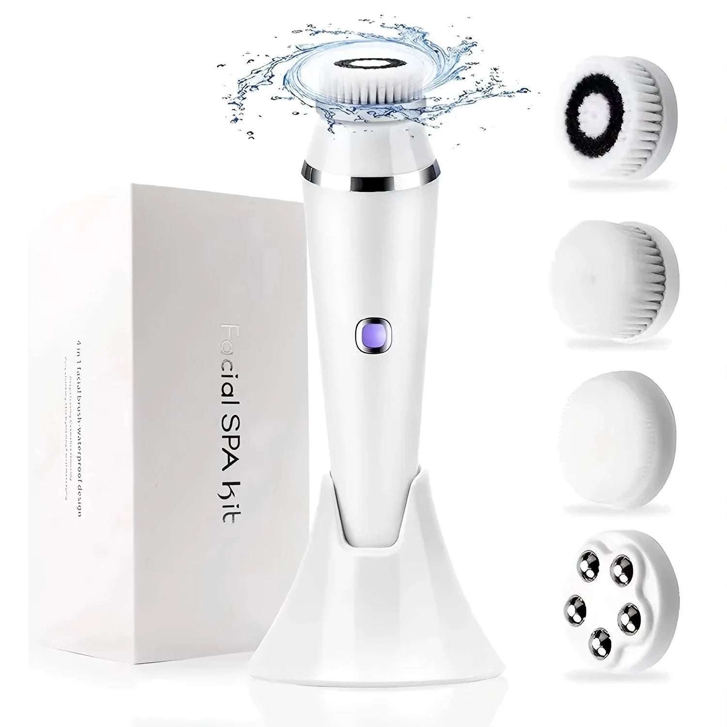 4 in 1 Electric Facial Cleansing Brush Waterproof IPX7 Face Massager Cleansing Device for Deep Cleaning Removal Blackhead Pore - Ammpoure