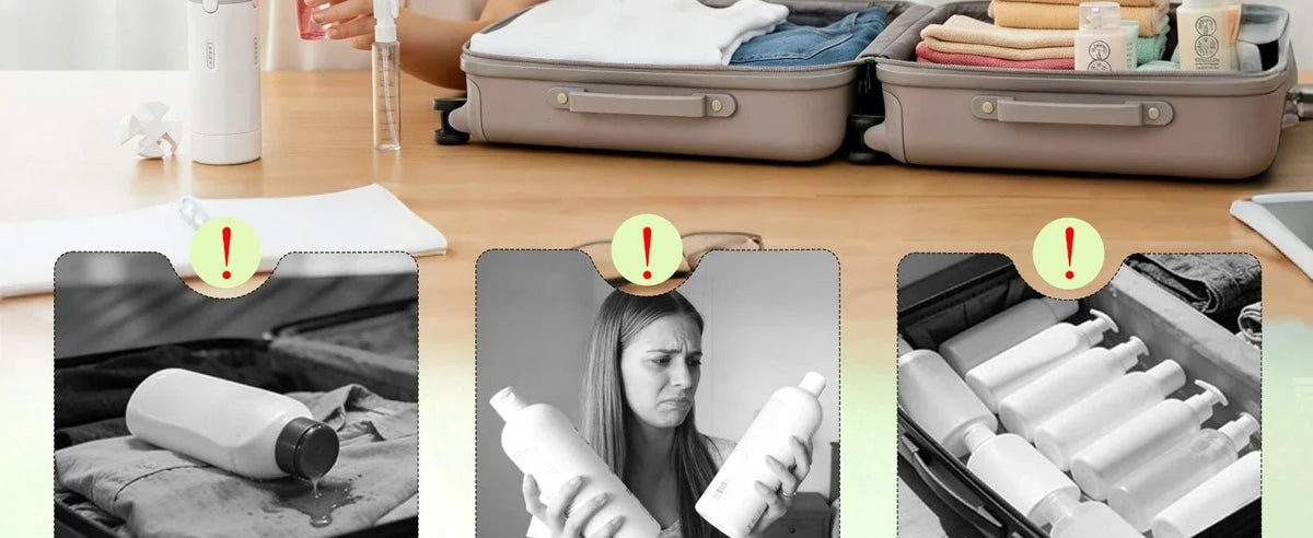 4 in 1 Travel Dispenser Portable USA Travel Bottles Leak Proof Leakproof Travel Container for Perfume Shampoo Conditioner Lotion - Ammpoure