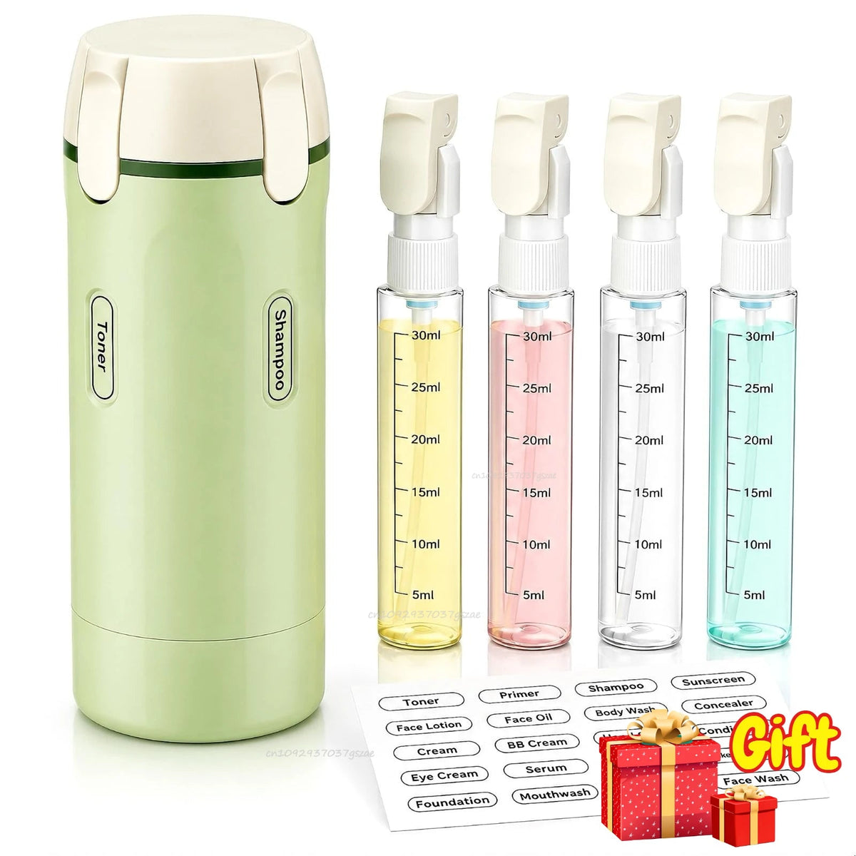 4 in 1 Travel Dispenser Portable USA Travel Bottles Leak Proof Leakproof Travel Container for Perfume Shampoo Conditioner Lotion - Ammpoure