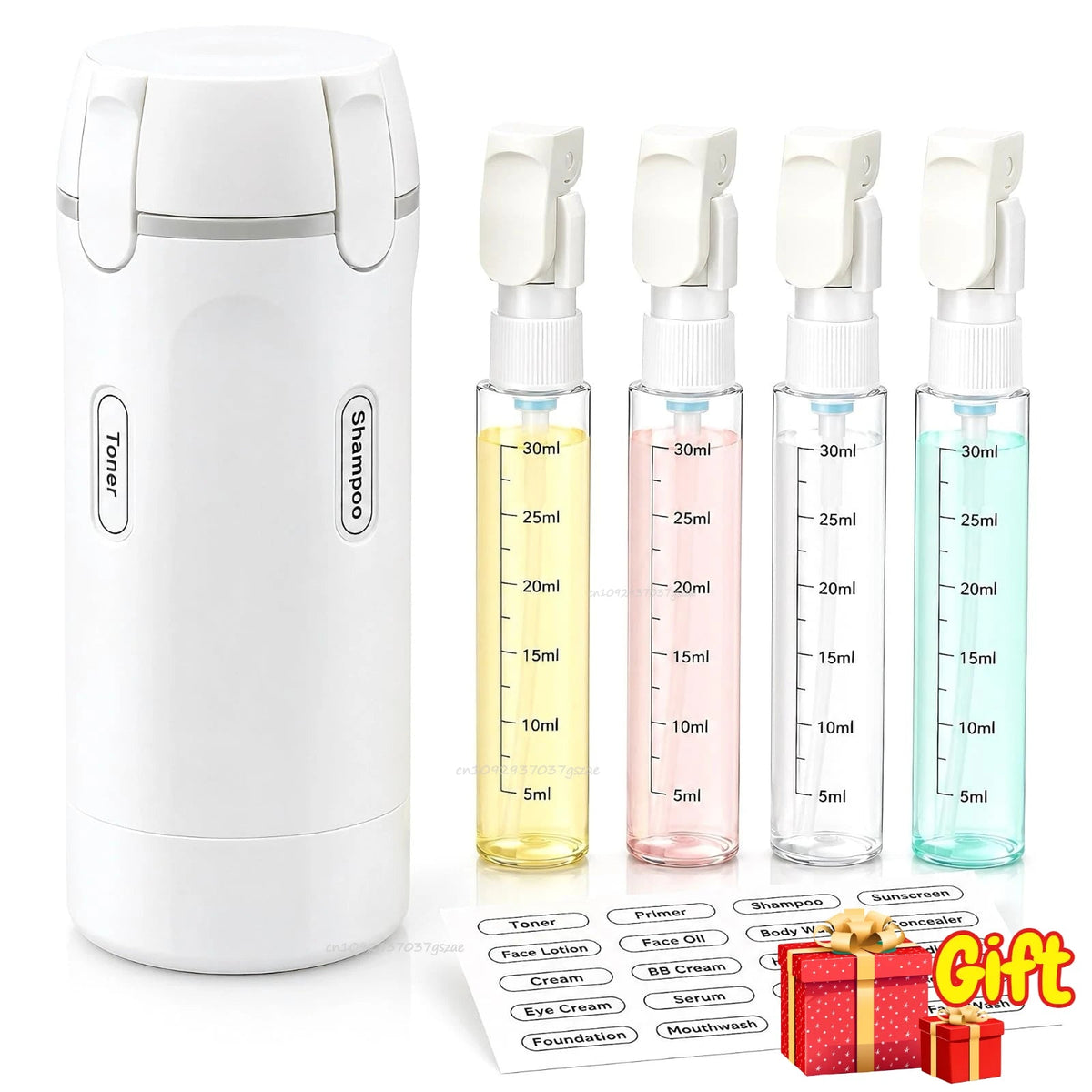 4 in 1 Travel Dispenser Portable USA Travel Bottles Leak Proof Leakproof Travel Container for Perfume Shampoo Conditioner Lotion - Ammpoure