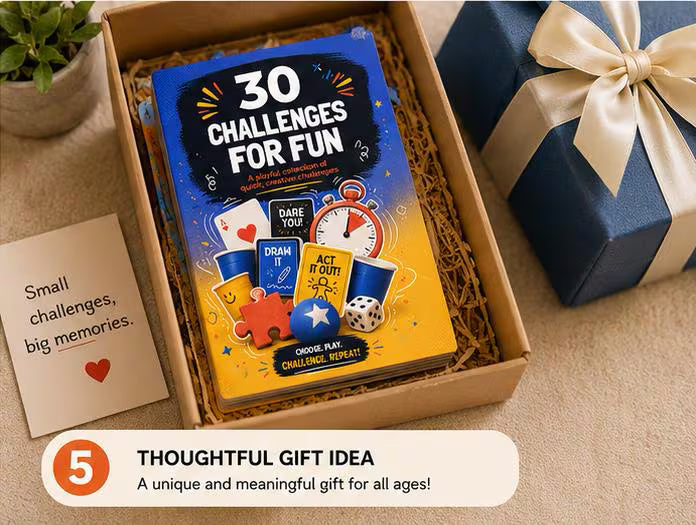 30 Day Creative Action Challenge Cards, Interactive Teen Activity Workbook, Mindful Focus & Fitness Game Deck, Group Party Icebreaker, PDF