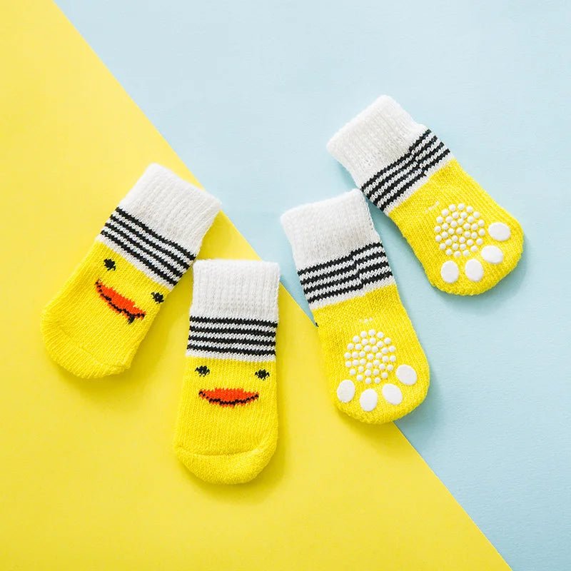 4Pcs Cute Pet Dog Socks with Print Anti - Slip Cats Puppy Shoes Paw Protector Products for Small Breeds Spitz York Dogs Chihuahua - Ammpoure Wellbeing